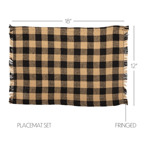Placemats burlap black check - placemats,