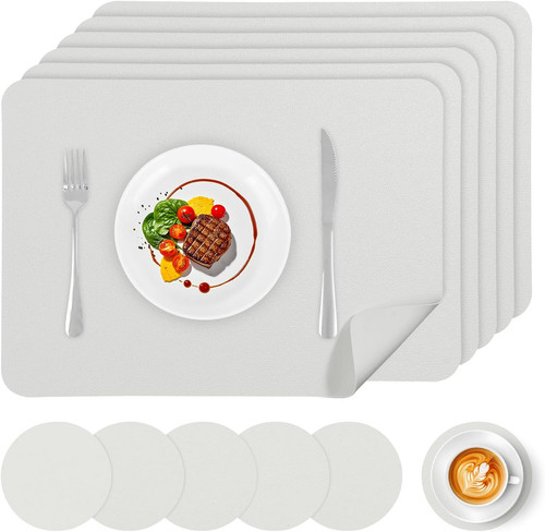 Faux leather placemats set - leather,