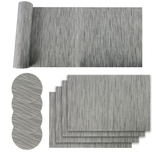 Grey pvc table mat set - grey,